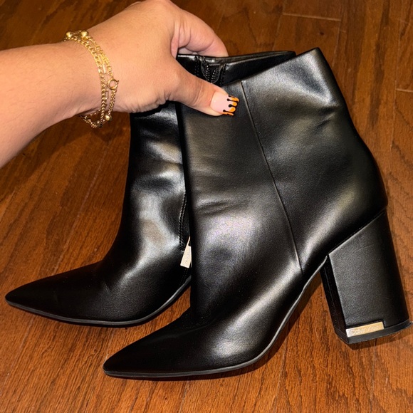 Calvin Klein Glossy Black Ankle Boots - Picture 1 of 5